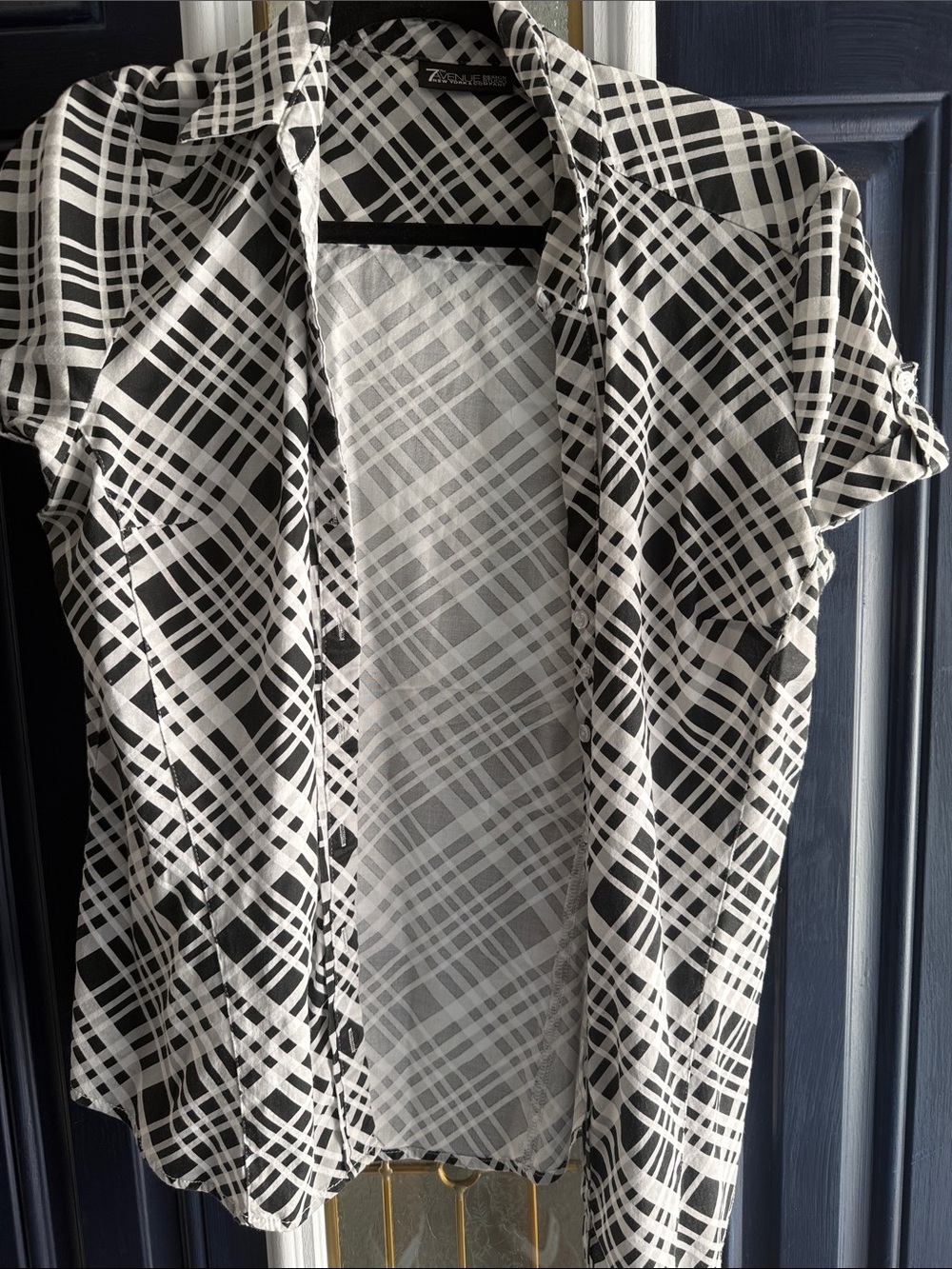 Black & White Plaid Button-Front Women’s Shirt by ZAC AND RACHEL